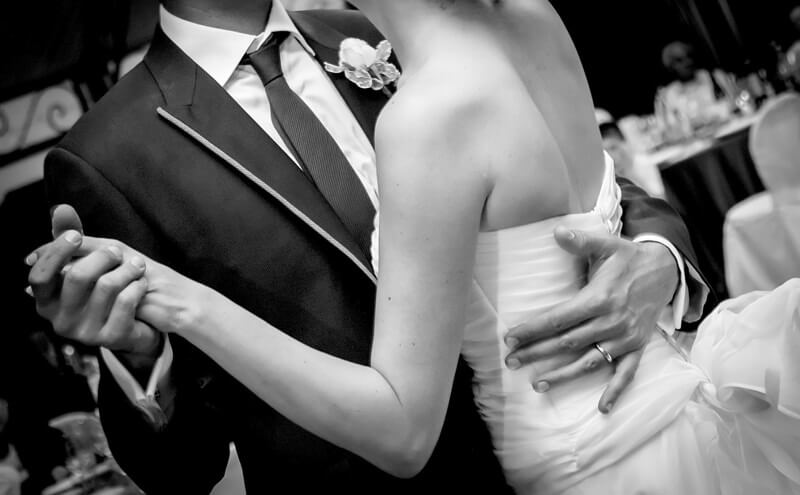 Bride and groom having their first dance at their wedding
